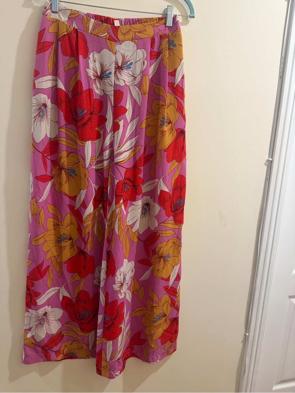 Wide Leg Floral Palazzo Pants - Pink Multi